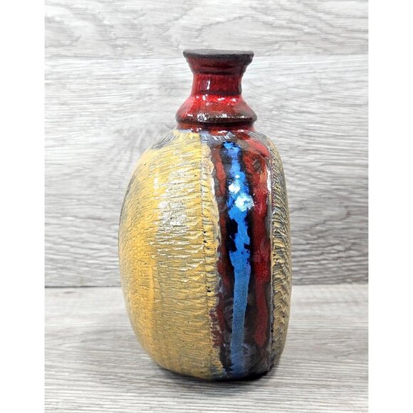 Vintage Pottery Vase Ceramic Abstarct Art Handmade Pot 6" Home Room Decor Gift - Picture 11 of 16